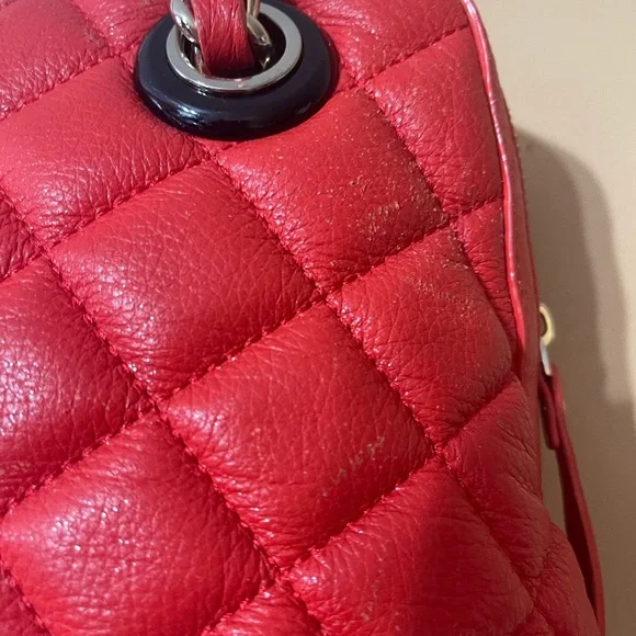 Kate Spade  Gold Coast Georgina  Marachino Red Quilted Leather Satchel Handbag - Picture 11 of 16